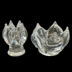 lot 480 image: Kosta Boda Lotus Crystal Candle Holder & Bowl Set
