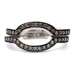 lot 234 image: LeVian PavChocolate & White Diamond Contour Wedding Stack Rings in 14k White Gold VIDEO