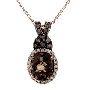 lot 237 image: LeVian Smoky Quartz & Diamond Infinity Symbol Pendant Necklace in 14k Rose Gold VIDEO