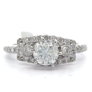 lot 277 image: 1.38 Carat Natural Diamond Halo Cluster Ring in 14k White Gold w Report Appraisal $12,740 VIDEO
