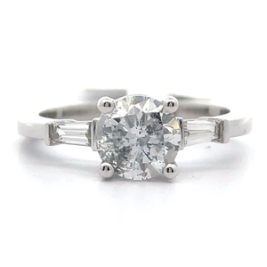 lot 278 image: 1.51 Carat Natural Diamond Winston Style Three-Stone Ring in 18k White Gold w Report Appraisal $14,590 VIDEO