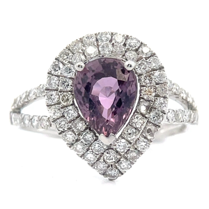 lot 285 image: 2.88 Carat RARE Unheated Sapphire & Natural Diamond Double Halo Split Shank Ring in Platinum w Report Appraisal $14,660 VIDEO