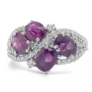 lot 287 image: 3.69 Carat Natural Kashmir Sapphire & Pav Natural Diamond Ring in Platinum w Report Appraisal $15,290 VIDEO