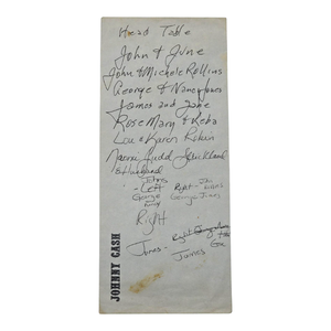lot 14 image: Johnny Cash Handwritten Table Order Notes for the Record Release Party of June Carter Cashs Press On $2,000 - $4,000 Estimate