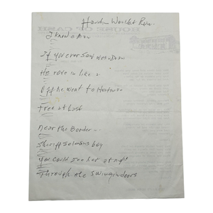 lot 16 image: Johnny Cash Handwritten Lyrics for Hardin Wouldnt Run and Typed Bob Dylan Lyrics for Forever Young on House of Cash Letterhead $3,000 - $6,000 Estimate
