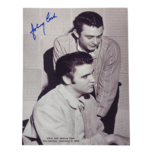 lot 18 image: Johnny Cash Handsigned Photo with Elvis Presley at Sun Studios  December 4, 1956