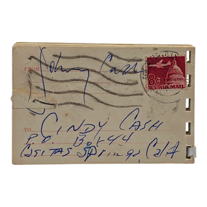 lot 23 image: Johnny Cash Handwritten & Signed Postcard Booklet to Cindy Cash  You Knock Me Out $4,000 - $8,000 Estimate