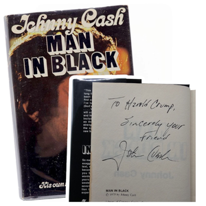 lot 24 image: Very Rare First Edition The Man in Black Hardcover Book Hand-Signed by John Cash to Harold Crump $3,500 - $6,500 Estimate