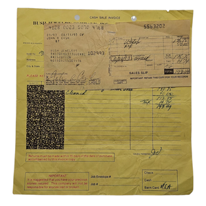lot 32 image: Johnny Cash Signed Jewelry Store Receipt  Bush Jewelers, 1993 $1,000 - $1,800 Estimate