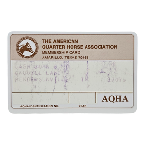 lot 36 image: Johnny Cash American Quarter Horse Association Membership Card $1,000 - $1,800 Estimate 