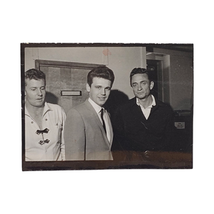 lot 69 image: Original Johnny Cash Contact Photo Sheet Segment&nbspwith Friend  Fans