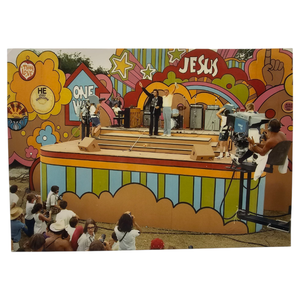 lot 90 image: Johnny Cash and Billy Graham Photo at Crusade - 1972 Dallas for Explo $500 - $1,200 Estimate 