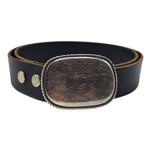 lot 101 image: Johnny Cash Owned  Black Leather Belt with Spanish-Made Silver Western Styled Buckle $5,000 - $9,000 Estimate 