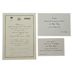 lot 119 image: Johnny Cash National Medal of Arts & Humanities White House Invitation Set (2002) $800 - $1,500 Estimate 