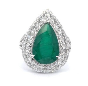 lot 299E image: 5.70 Carat Zambian RARE Emerald & Natural Diamond Ring in Platinum w Report Appraisal $24,860 VIDEO