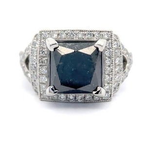 lot 299H image: NEW 6.28 Carat Black & Pav&nbspWhite Natural Diamond Ring in Platinum w Report Appraisal $11,487 VIDEO