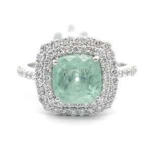 lot 299J image: NEW 2.78 Carat EXTREMELY RARE Paraiba Tourmaline & Natural Diamond Double Halo Ring in Platinum w Report Appraisal $16,834 VIDEO