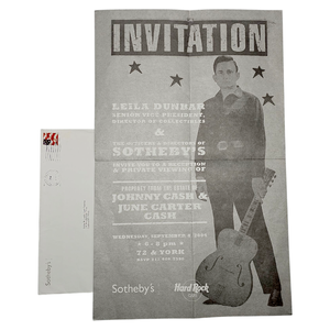lot 132 image: Rare Sothebys Private Viewing Poster & Invitation  Johnny & June Carter Cash Auction 2004