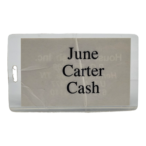 lot 136 image: June Carter Cash Owned  Luggage Tag - House of Cash, Inc. Hendersonville, TN