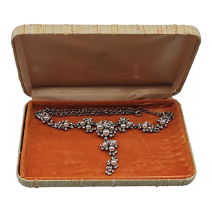 lot 143 image: June Carter Cash Owned  Rhinestone & Faux Pearl Necklace in Vintage Jaccards Presentation Box