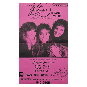 lot 151 image: The Next Generation  Original Concert Poster  Julias Nightclub in Vernon, B.C. Aug 26