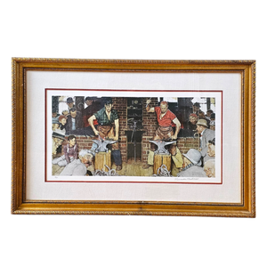 lot 7 image: Johnny Cash Owned  Norman Rockwell Signed Artist Proof of Horseshoe Forging Contest $8,000 - $12,000 Estimate