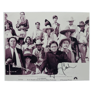 lot 171 image: 1971 A Gunfight Promotional Photo Featuring Johnny Cash  Printed Signature
