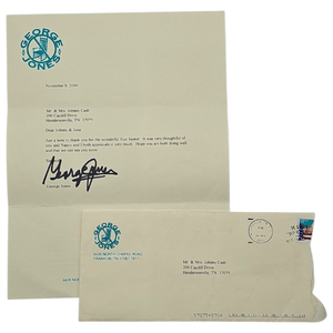 lot 147A image: George Jones Handsigned Letter to Johnny Cash and June Carter Cash with Original Envelope $1,500  $3,000 Estimate