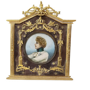 lot 299Z image: Cindy Cash Owned  19th Century Miniature Portrait of Napoleon II by Vincenzo Castelli in Velvet-Lined Frame $3000 - $5,000 Estimate