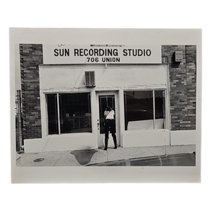 lot 175 image: Original Photo of Cindy Cash Outside Sun Studio, Inscribed and Signed by Marty Stuart