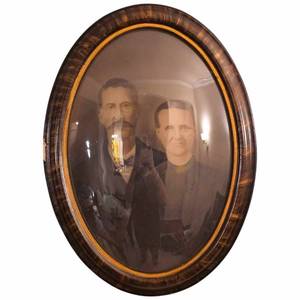 lot 386B image: Cindy Cash Owned  Antique Oval Bubble Glass Portrait of Branson Family Ancestors