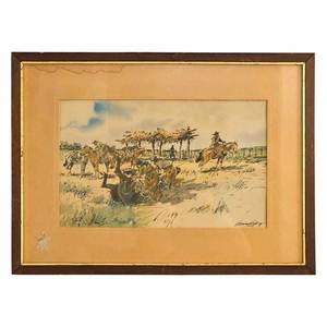 lot 386C image: Cindy Cash Owned  Original Cowboy Watercolor Painting Signed by Artist