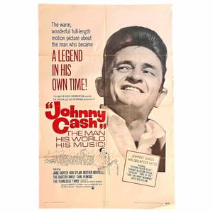 lot 194 image: Johnny Cash The Man, His World, His Music  1969 Original Theatrical One Sheet Movie Poster $800  $1,200 Estimate