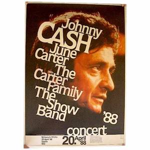 lot 192 image: Original 1988 Johnny Cash Concert Poster  Berlin, Germany with June Carter, The Carter Family & The Show Band $600  $1,200 Estimate