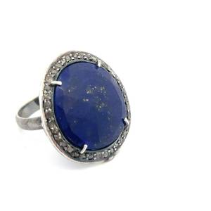 lot 133A image: June Carter Cash Owned  Lapis and Diamond Ring in Sterling Silver $2,000 Estimate