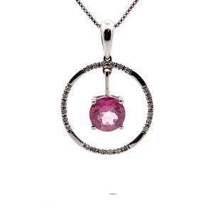 lot 255D image: Cindy Cash Owned & Designed  Pink Topaz & Diamond Pendant in 10K White Gold VIDEO
