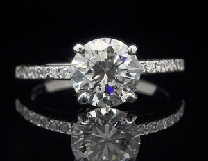 lot 245 image: Timeless 1.87 Carat Diamond Round Solitaire Pav&nbspRing in Platinum w Report $3,450 Retail VIDEO