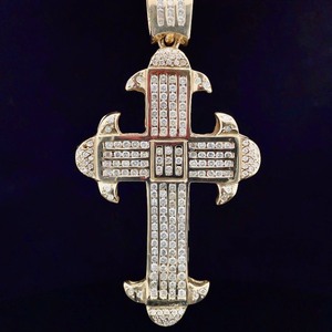 lot 243B image: Impressive 6.00 Carat Diamond Cross Pendant, 69 grams 14k Yellow Gold $22,000 Retail VIDEO