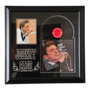 lot 178A image: Hand Signed Johnny Cash Johnny Cashs Greatest Hits Volume 1 31 x 30 Framed Album Display with COA $3,000 - $5,000