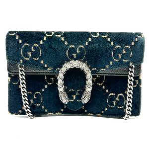 lot 469E image: Gucci Black GG Velvet Dionysus Super Mini Shoulder Bag Pre-Owned Retail $1,250