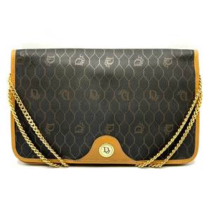 lot 469I image: Christian Dior Brown Honeycomb PVC & Leather Chain Shoulder Bag Pre-Owned Retail $1,100