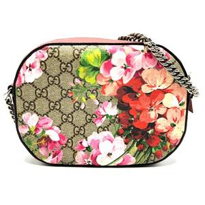 lot 469G image: Gucci GG Supreme Blooms Oval Chain Shoulder Bag Pre-Owned Retail $1,350