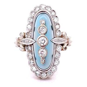 lot 228B image: Rare Antique Estate Edwardian Natural Diamond Fleur de Lis Ring in 14k Two-Tone Gold $9,875 Retail VIDEO