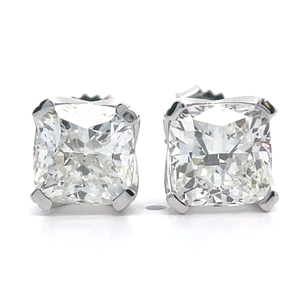 lot 222A image: NEW 5.00 Carat Diamond Stud Earrings - Cushion Cut w EGL Report $6,999 Retail VIDEO