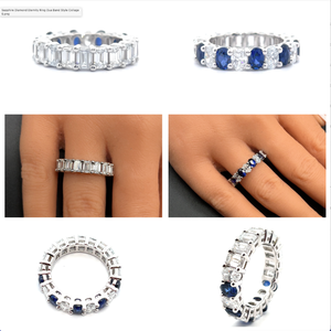 lot 230B image: 6.25 Carat Diamond & Sapphire Eternity Ring Spin for Dual-Sided in 14k Gold $7,400  VIDEO 