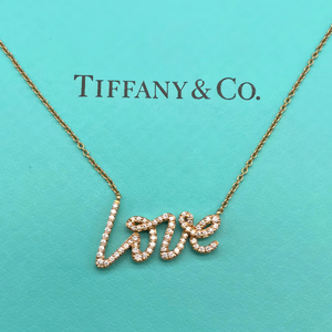 lot 220B image: Tiffany & Co. Diamond Graffiti Love Necklace by Paloma Picasso 18K Gold,  100% Authentic $5400 Retail VIDEO