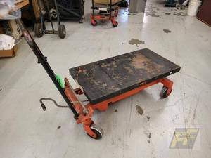 lot 30 image: Hydraulic Lift Table, 35 Max Height, 36x20 Platform, OrangeBlack