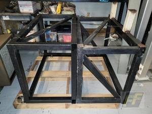 lot 49 image: (2) Industrial Equipment FramesRacks with Swivel Casters, Black Steel