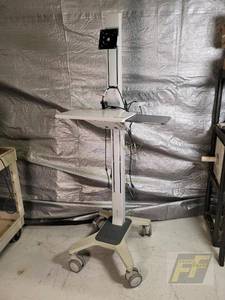 lot 59 image: Mobile Medical Equipment StandCart, Adjustable Height, 2 Shelves