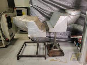 lot 88 image: (2) Industrial Galvanized Steel Ducting angle boots with Stands